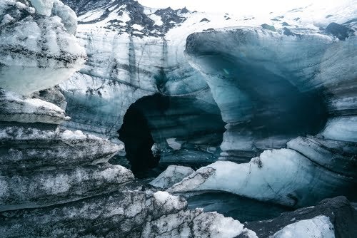 Awe-inspiring Katla Ice Cave in Iceland, a stunning natural wonder sculpted by the powerful forces of nature.