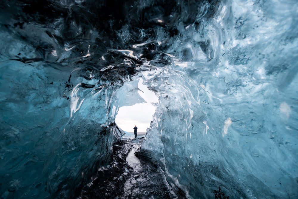 Beautiful glacier ice caves in Iceland