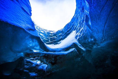 Ice Cave, natural phenomena formed in glaciers during winter by water running through or under the glacier and new caves are formed every year in Vatnajokull glacier, Iceland